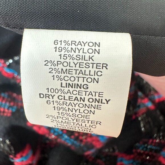 Trina Turk faux tweed, black & red patterned mini skirt, size 6 - Picture 6 of 7